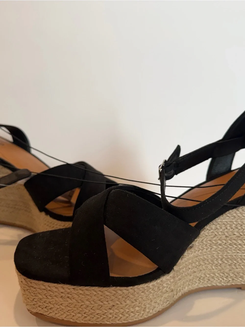 torrid Black Crisscross Espadrille Wedge Sandals with Ankle Strap